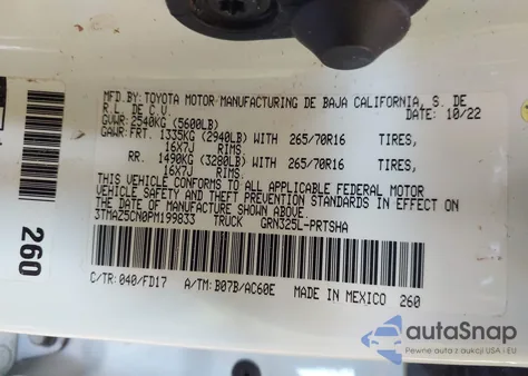 2023 Toyota Tacoma Trd Off Road from USA, damaged, VIN 3TMAZ5CN0PM199833